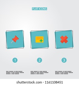 Set of project icons flat style symbols with pin, add task, cancel and other icons for your web mobile app logo design.
