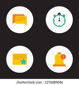 Set of project icons flat style symbols with timer, starred task, comments and other icons for your web mobile app logo design.
