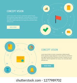 Set of project icons flat style symbols with remind, attach file, starred task and other icons for your web mobile app logo design.