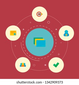 Set of project icons flat style symbols with members, starred task, complete and other icons for your web mobile app logo design.