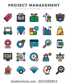 Set of Project Management Icons Lineal Color icons collection.