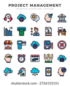 Set of Project Management Icons Lineal Color icons collection.