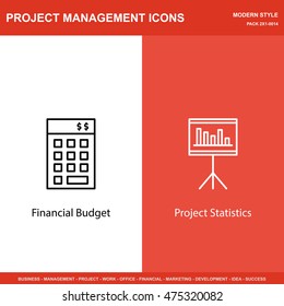 Set Of Project Management Icons On Investment And Statistics. Project Management Icons Can Be Used For Web, Mobile And Infographics Design. Vector Illustration, Eps10.