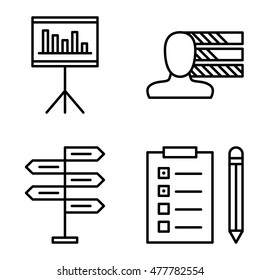 Set Of Project Management Icons On Decision Making, Personality And Task List. Project Management Vector Icons For App, Web, Mobile And Infographics Design.