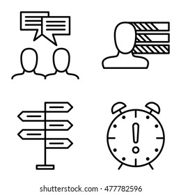 Set Of Project Management Icons On Decision Making, Personality And Idea Brainstorming. Project Management Vector Icons For App, Web, Mobile And Infographics Design.