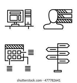 Set Of Project Management Icons On Decision Making, Personality And Planning. Project Management Vector Icons For App, Web, Mobile And Infographics Design.