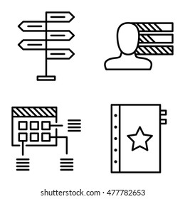 Set Of Project Management Icons On Decision Making, Personality And Planning. Project Management Vector Icons For App, Web, Mobile And Infographics Design.