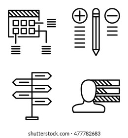 Set Of Project Management Icons On Decision Making, Personality And Best Solution. Project Management Vector Icons For App, Web, Mobile And Infographics Design.