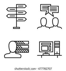 Set Of Project Management Icons On Decision Making, Personality And Idea Brainstorming. Project Management Vector Icons For App, Web, Mobile And Infographics Design.