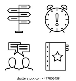 Set Of Project Management Icons On Decision Making, Idea Brainstorming And Deadline. Project Management Vector Icons For App, Web, Mobile And Infographics Design.