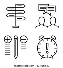 Set Of Project Management Icons On Decision Making, Idea Brainstorming And Best Solution. Project Management Vector Icons For App, Web, Mobile And Infographics Design.