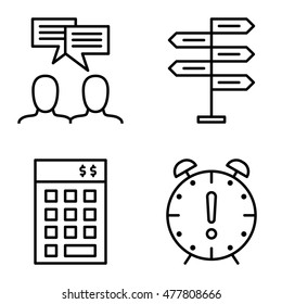 Set Of Project Management Icons On Decision Making, Idea Brainstorming And Deadline. Project Management Vector Icons For App, Web, Mobile And Infographics Design.