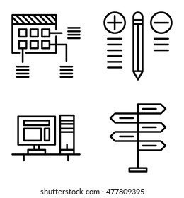 Set Of Project Management Icons On Decision Making, Best Solution And Planning. Project Management Vector Icons For App, Web, Mobile And Infographics Design.
