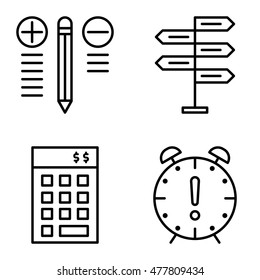 Set Of Project Management Icons On Decision Making, Best Solution And Deadline. Project Management Vector Icons For App, Web, Mobile And Infographics Design.