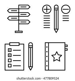 Set Of Project Management Icons On Decision Making, Best Solution And Task List. Project Management Vector Icons For App, Web, Mobile And Infographics Design.