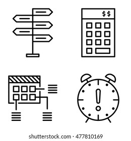 Set Of Project Management Icons On Decision Making, Planning And Deadline. Project Management Vector Icons For App, Web, Mobile And Infographics Design.