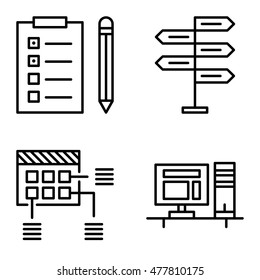Set Of Project Management Icons On Decision Making, Planning And Task List. Project Management Vector Icons For App, Web, Mobile And Infographics Design.