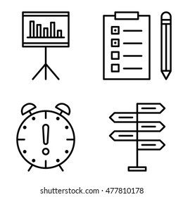 Set Of Project Management Icons On Decision Making, Deadline And Task List. Project Management Vector Icons For App, Web, Mobile And Infographics Design.