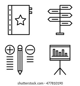 Set Of Project Management Icons On Decision Making, Best Solution And Quality Management. Project Management Vector Icons For App, Web, Mobile And Infographics Design.