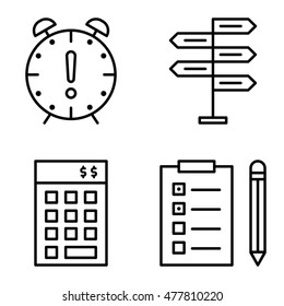 Set Of Project Management Icons On Decision Making, Deadline And Task List. Project Management Vector Icons For App, Web, Mobile And Infographics Design.