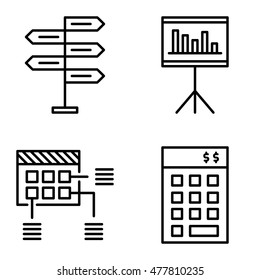 Set Of Project Management Icons On Decision Making, Planning And Investment. Project Management Vector Icons For App, Web, Mobile And Infographics Design.