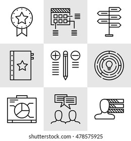 Set Of Project Management Icons On Decision Making, Personality And Team Meeting. Project Management Vector Icons For App, Web, Mobile And Infographics Design.