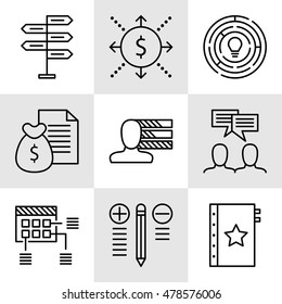 Set Of Project Management Icons On Decision Making, Personality And Team Meeting. Project Management Vector Icons For App, Web, Mobile And Infographics Design.