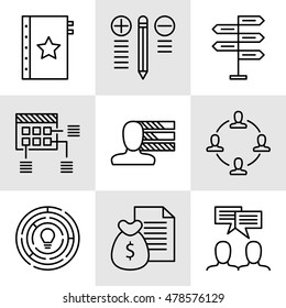 Set Of Project Management Icons On Decision Making, Personality And Team Meeting. Project Management Vector Icons For App, Web, Mobile And Infographics Design.