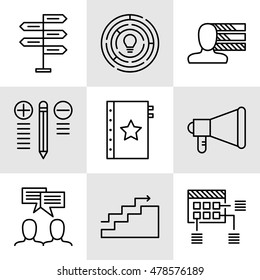 Set Of Project Management Icons On Decision Making, Personality And Team Meeting. Project Management Vector Icons For App, Web, Mobile And Infographics Design.