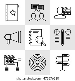 Set Of Project Management Icons On Decision Making, Personality And Team Meeting. Project Management Vector Icons For App, Web, Mobile And Infographics Design.