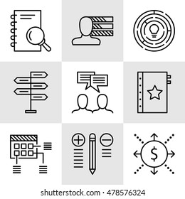 Set Of Project Management Icons On Decision Making, Personality And Team Meeting. Project Management Vector Icons For App, Web, Mobile And Infographics Design.