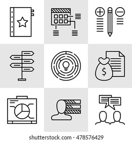 Set Of Project Management Icons On Decision Making, Personality And Team Meeting. Project Management Vector Icons For App, Web, Mobile And Infographics Design.