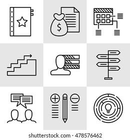 Set Of Project Management Icons On Decision Making, Personality And Team Meeting. Project Management Vector Icons For App, Web, Mobile And Infographics Design.