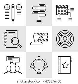 Set Of Project Management Icons On Decision Making, Personality And Team Meeting. Project Management Vector Icons For App, Web, Mobile And Infographics Design.