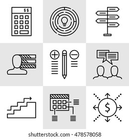 Set Of Project Management Icons On Decision Making, Personality And Team Meeting. Project Management Vector Icons For App, Web, Mobile And Infographics Design.
