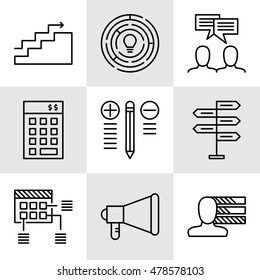 Set Of Project Management Icons On Decision Making, Personality And Team Meeting. Project Management Vector Icons For App, Web, Mobile And Infographics Design.