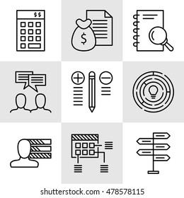 Set Of Project Management Icons On Decision Making, Personality And Team Meeting. Project Management Vector Icons For App, Web, Mobile And Infographics Design.