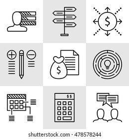 Set Of Project Management Icons On Decision Making, Personality And Team Meeting. Project Management Vector Icons For App, Web, Mobile And Infographics Design.