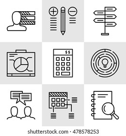 Set Of Project Management Icons On Decision Making, Personality And Team Meeting. Project Management Vector Icons For App, Web, Mobile And Infographics Design.