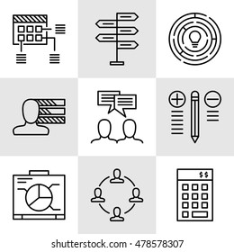 Set Of Project Management Icons On Decision Making, Personality And Team Meeting. Project Management Vector Icons For App, Web, Mobile And Infographics Design.