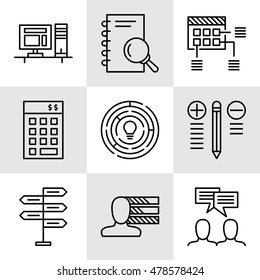 Set Of Project Management Icons On Decision Making, Personality And Team Meeting. Project Management Vector Icons For App, Web, Mobile And Infographics Design.