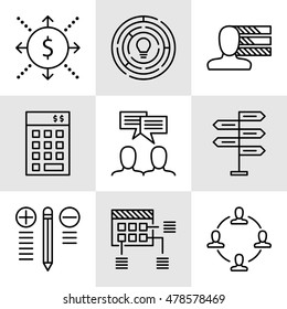 Set Of Project Management Icons On Decision Making, Personality And Team Meeting. Project Management Vector Icons For App, Web, Mobile And Infographics Design.