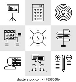 Set Of Project Management Icons On Decision Making, Personality And Team Meeting. Project Management Vector Icons For App, Web, Mobile And Infographics Design.