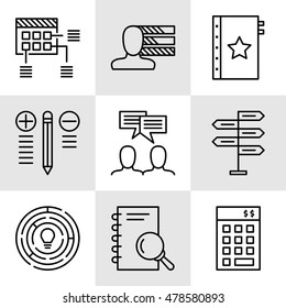 Set Of Project Management Icons On Decision Making, Personality And Team Meeting. Project Management Vector Icons For App, Web, Mobile And Infographics Design.