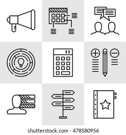 Set Of Project Management Icons On Decision Making, Personality And Team Meeting. Project Management Vector Icons For App, Web, Mobile And Infographics Design.
