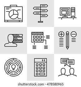 Set Of Project Management Icons On Decision Making, Personality And Team Meeting. Project Management Vector Icons For App, Web, Mobile And Infographics Design.