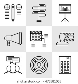 Set Of Project Management Icons On Decision Making, Personality And Team Meeting. Project Management Vector Icons For App, Web, Mobile And Infographics Design.