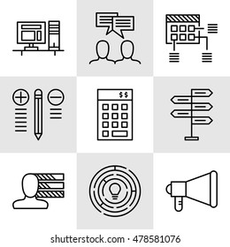 Set Of Project Management Icons On Decision Making, Personality And Team Meeting. Project Management Vector Icons For App, Web, Mobile And Infographics Design.