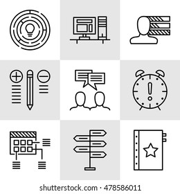 Set Of Project Management Icons On Decision Making, Personality And Team Meeting