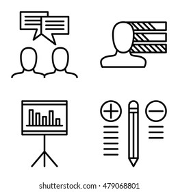 Set Of Project Management Icons On Personality, Idea Brainstorming And Best Solution. Project Management Vector Icons For App, Web, Mobile And Infographics Design.